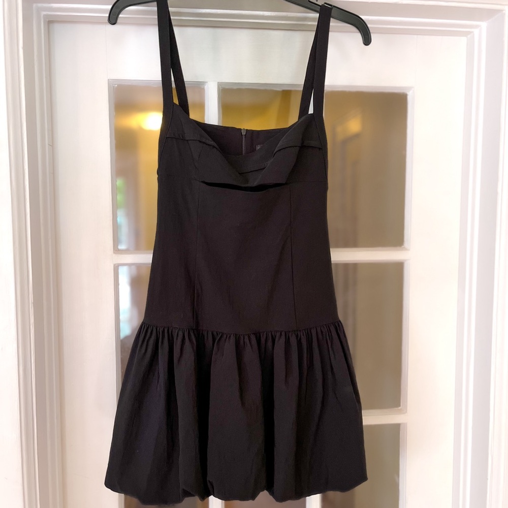 Zara Chic Black Sleeveless NEW Mini Dress With Bubble Skirt and Cut Out Detail